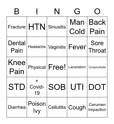 CareNow Bingo Card