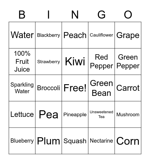 Hunt for Health Bingo Card