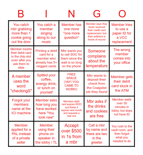 Skibo Bingo Card