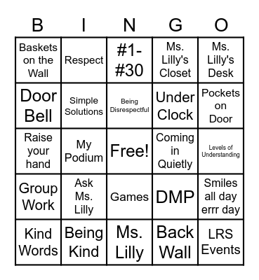 Back to School BINGO Card