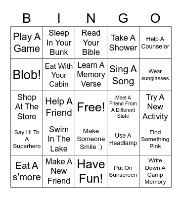 Eagle Lake (REZ)ident Camp! Bingo Card