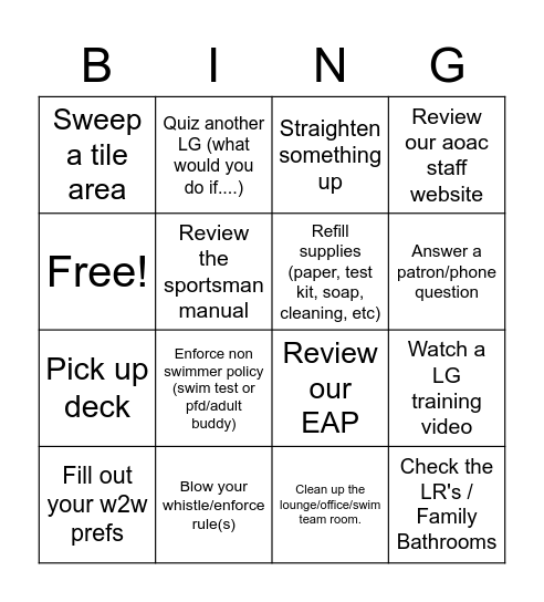 July/Aug LG Bingo/Raffle Bingo Card