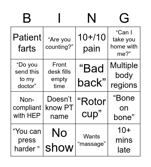 PT bingo Card