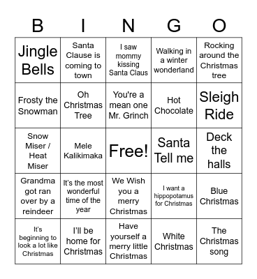 Christmas Bingo Card