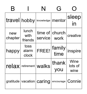 RETIREMENT Bingo Card