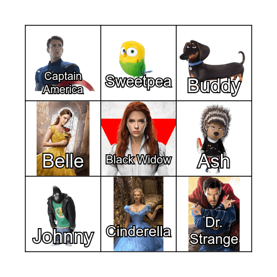 Disney Characters Bingo Card