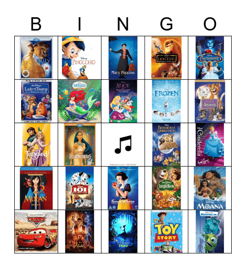 Disney Songs Bingo Card