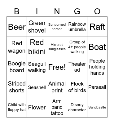 Beach Day Bingo Card