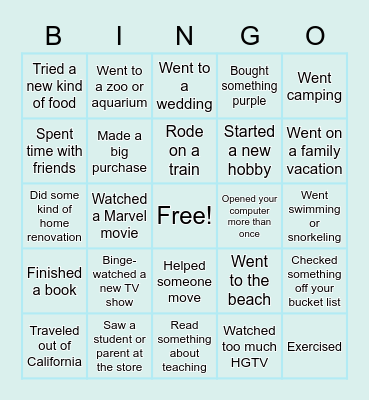 Volta Teacher Summer BINGO (Events AFTER June 7th!) Bingo Card