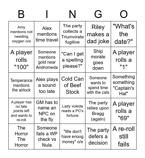 FFI Bingo 2 Bingo Card