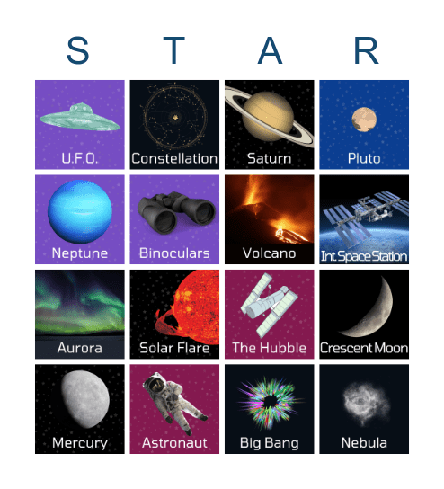 Astronomy Bingo Card