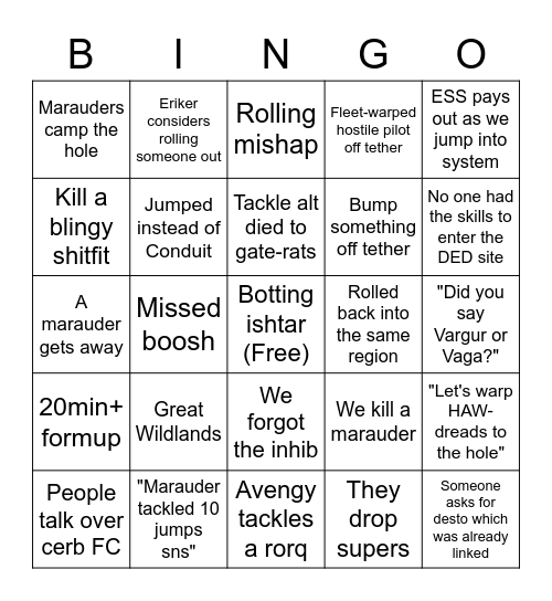 SNS and Chill Bingo Card