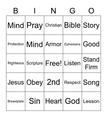 Breastplate of Righteousness Bingo Card
