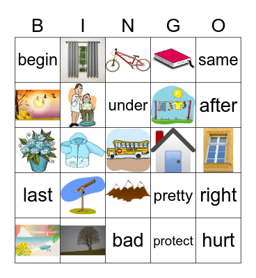 Vocabulary Bingo Card