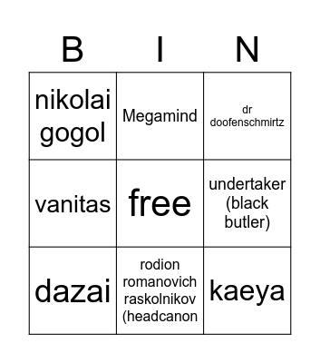 Reia Bingo Card