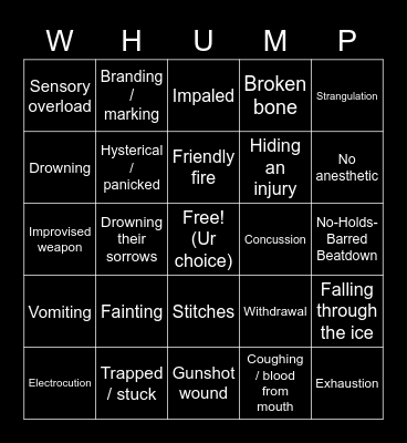 Bad Things Happen Bingo Card