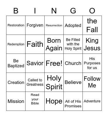 Kingdom Living Bingo Card