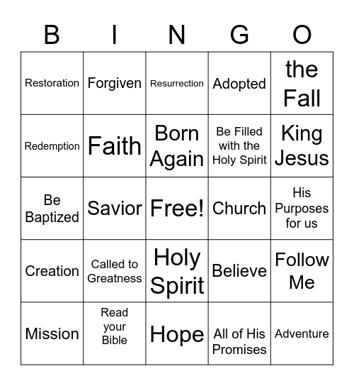 Kingdom Living Bingo Card