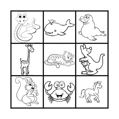 ANIMALS Bingo Card