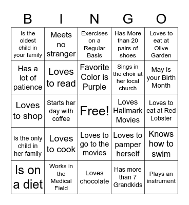 WOMEN Bingo Card