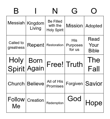 Kingdom Living Bingo Card