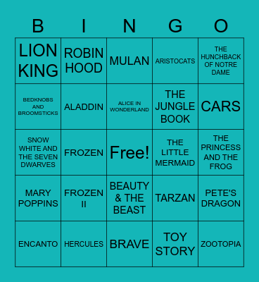 DISNEY BINGO Card