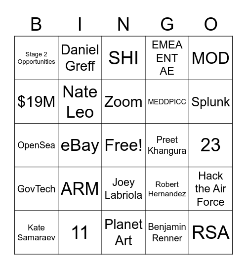 Q2 Sales Happy Hour! Bingo Card
