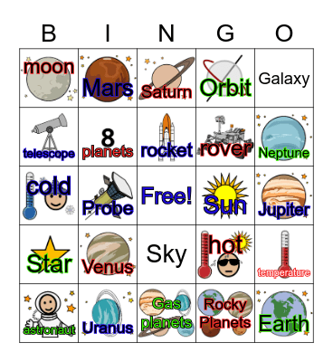 Solar System Bingo Card