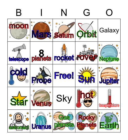 Solar System Bingo Card