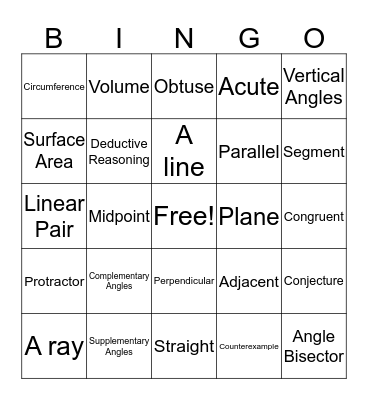 geometry definitions Bingo Card