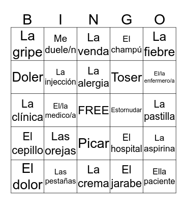 Spansh 2 Chapter 5 Bingo B Bingo Card