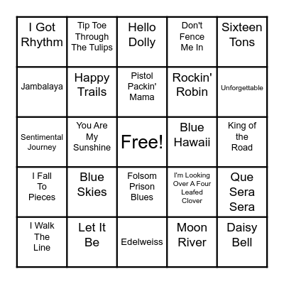Music Bingo Card