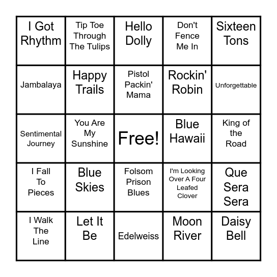 Music Bingo Card