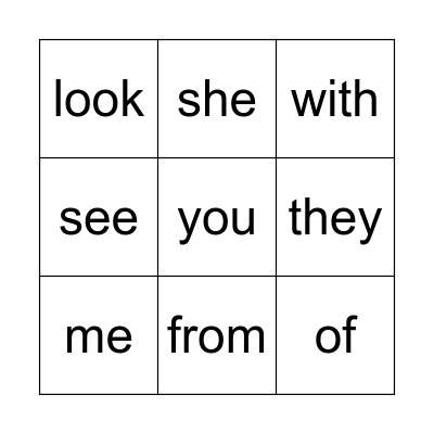 Sight Words 3 Bingo Card