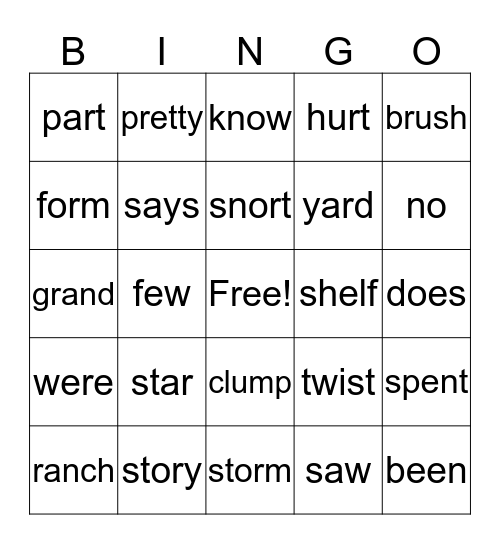 Jake's Week 4 Spelling  Bingo Card