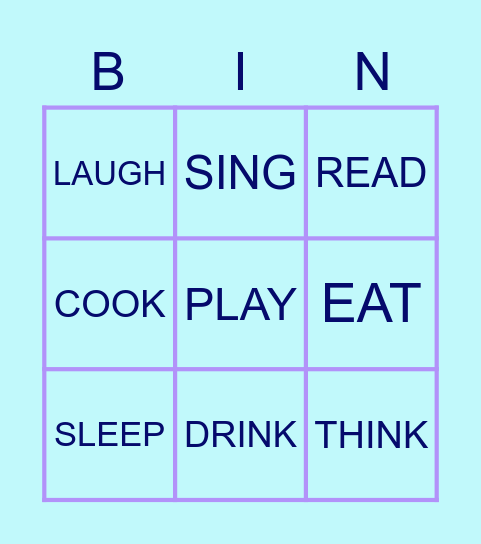 ACTION VERBS Bingo Card