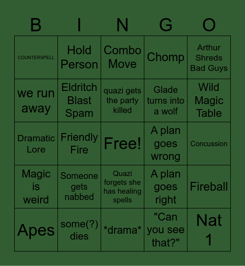 I'm in Danger Bingo Card