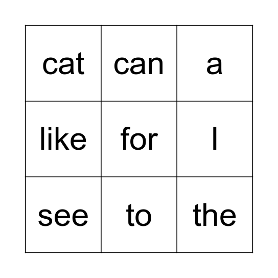 Nate's Sight Words Week 3 Bingo Card