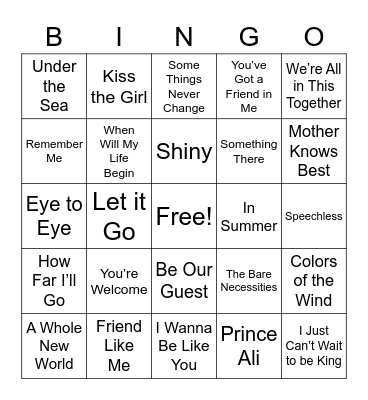 Birthday Music Bingo Card