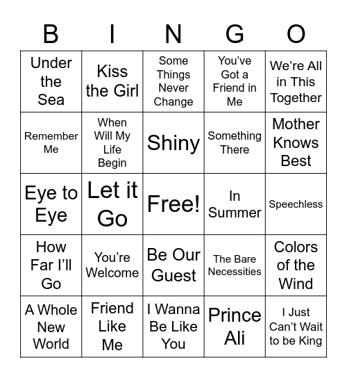 Birthday Music Bingo Card