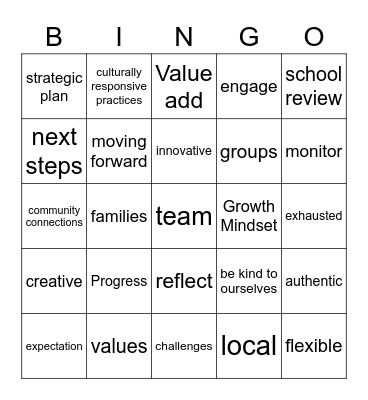 School Development Day 2022 Bingo Card