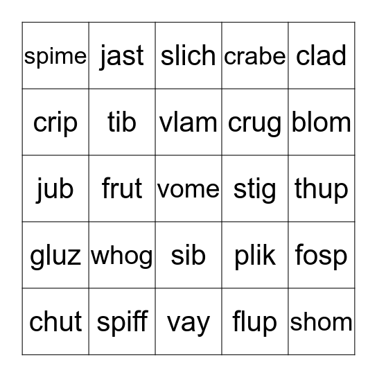 Alphabetic Decoding Bingo Card