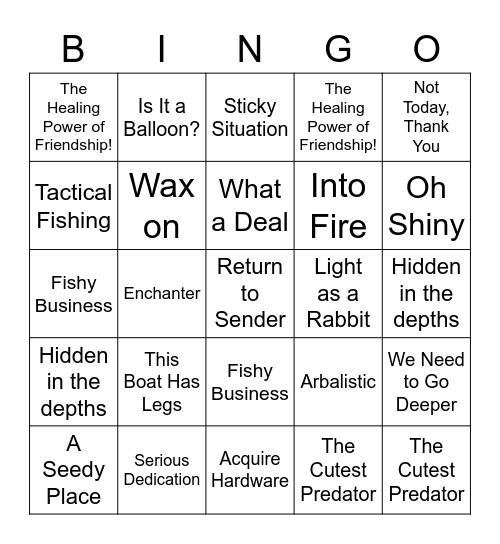 Avancements race Bingo Card