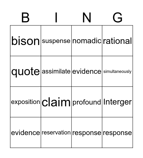 Vocabulary 9-2015 Bingo Card