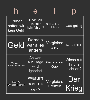 p          l          e          a          s          e Bingo Card