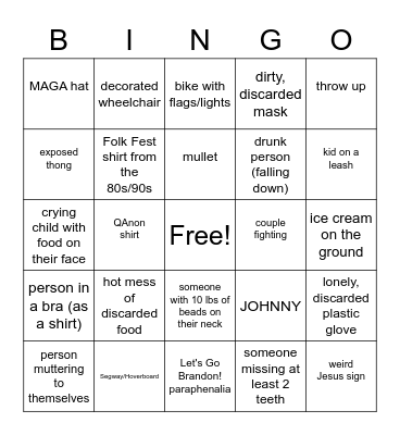 Folk Fest Bingo Card