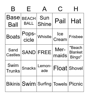 BEACH BLANKET BINGO Card