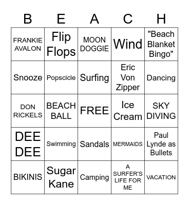 BEACH BLANKET BINGO Card