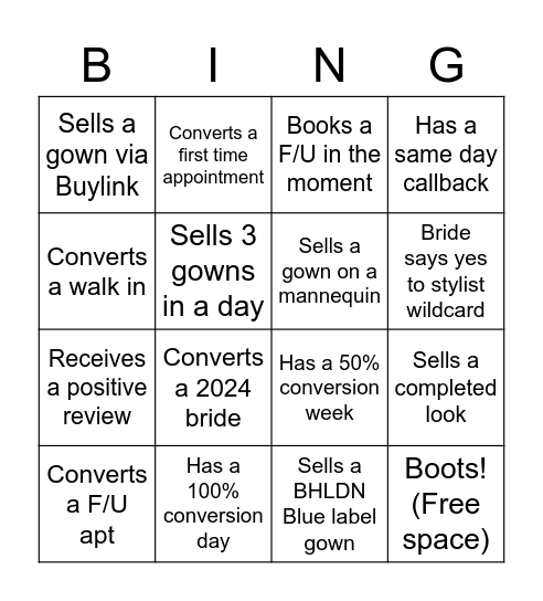 BHLDN Bingo Card