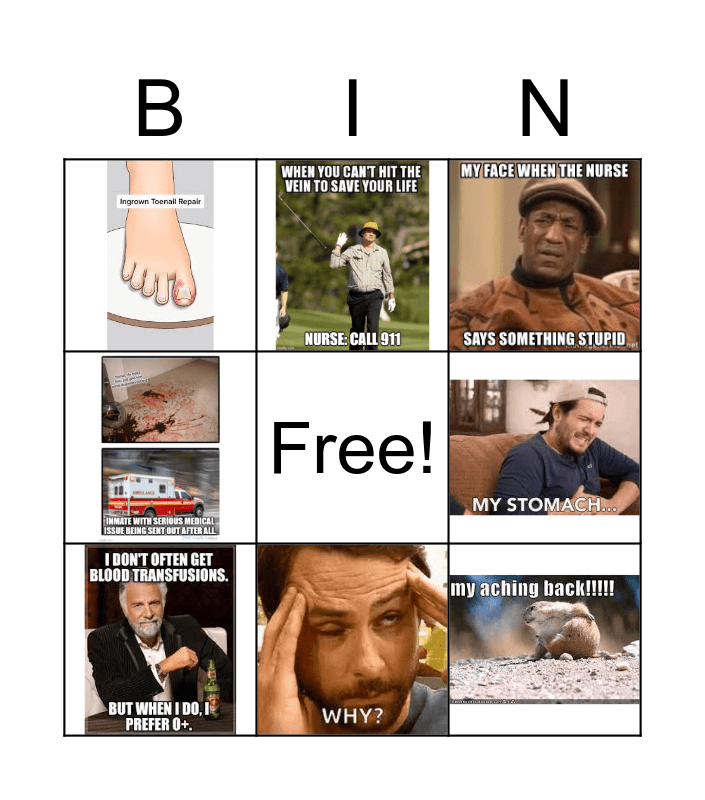 Medical s Lunacy Bingo Card